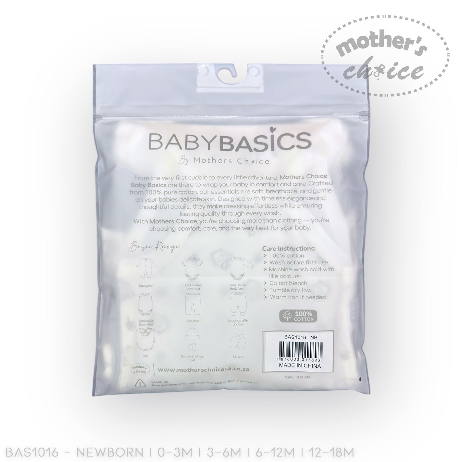 Baby Basics packaging with 'Mother's Choice' branding on a white background