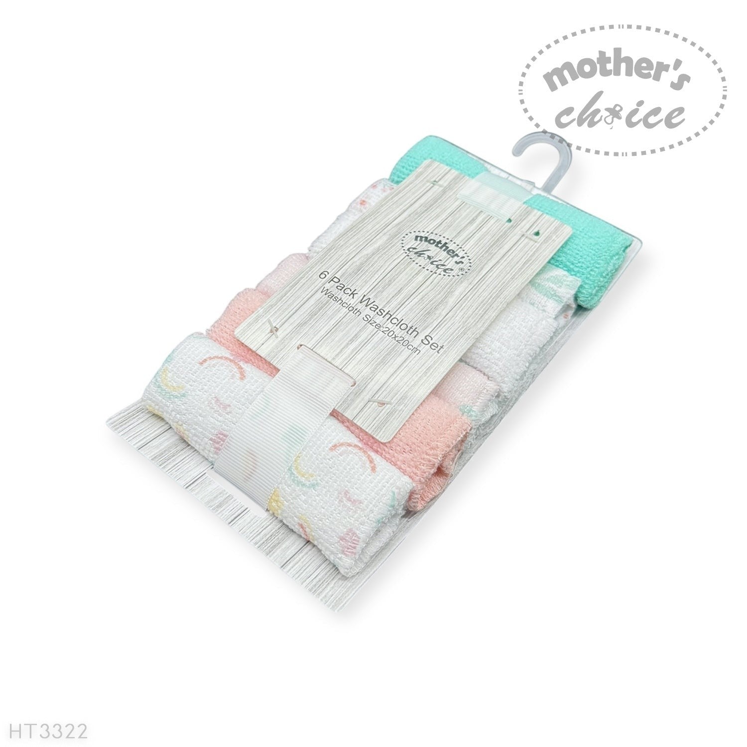Mothers Choice  6 Pack Washcloth Set Pink Rainbow