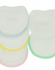 Stack of colorful baby socks with 'RAB' branding on a white background