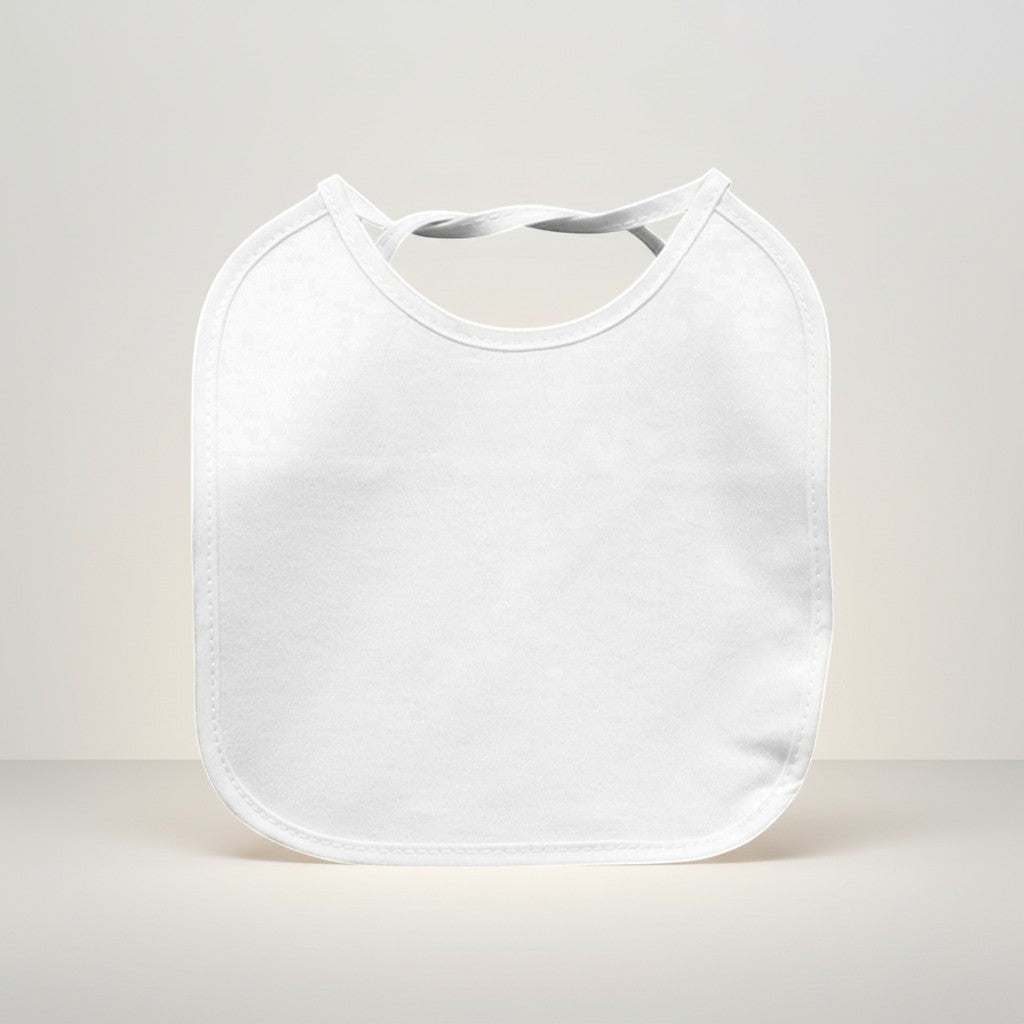 White bib on a light gray background