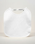 White bib on a light gray background