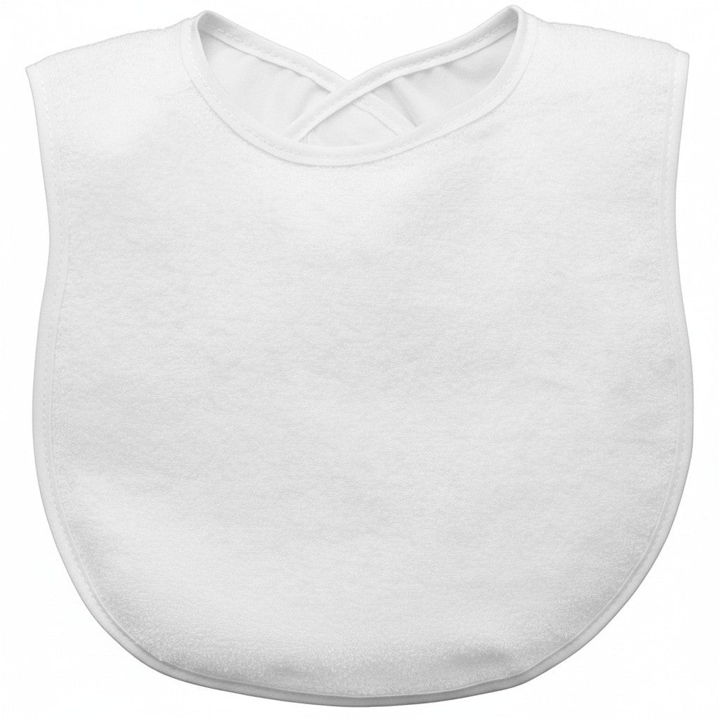 White bib on a white background