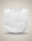 White bib on a light gray background