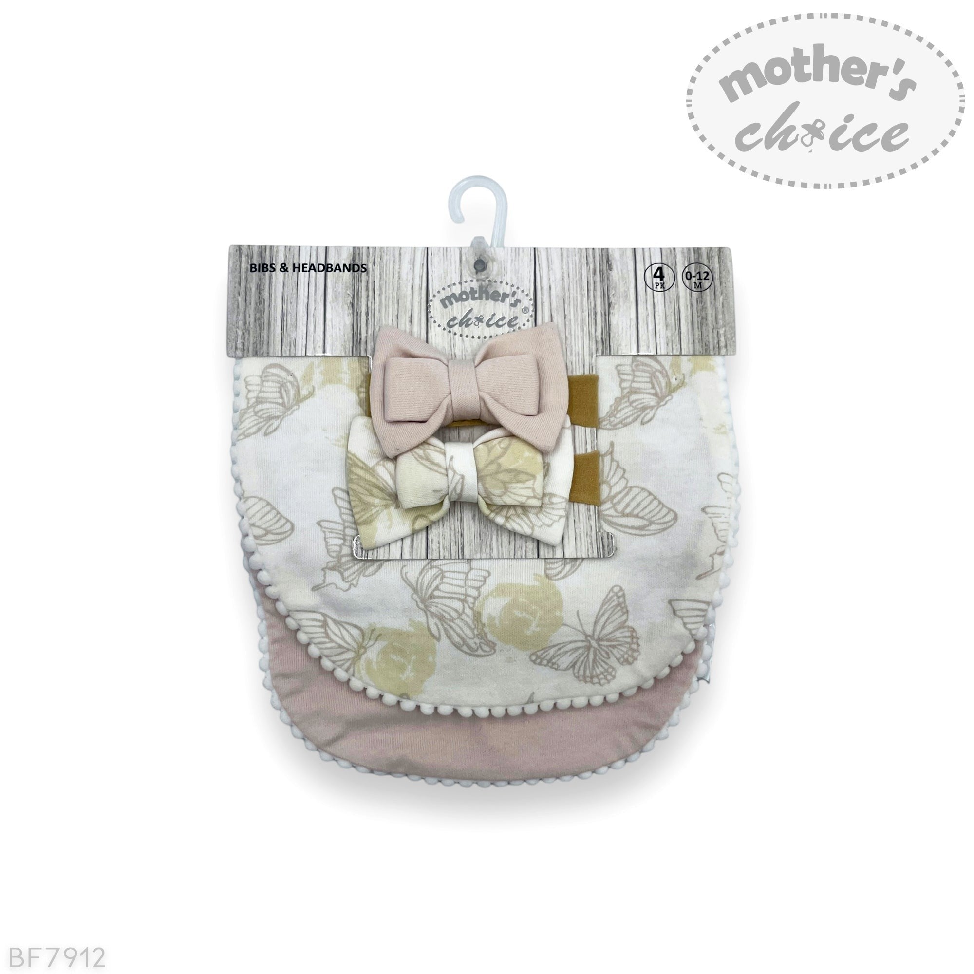 Baby diaper with bow and floral pattern on a 'Mother's Choice' branded package.
