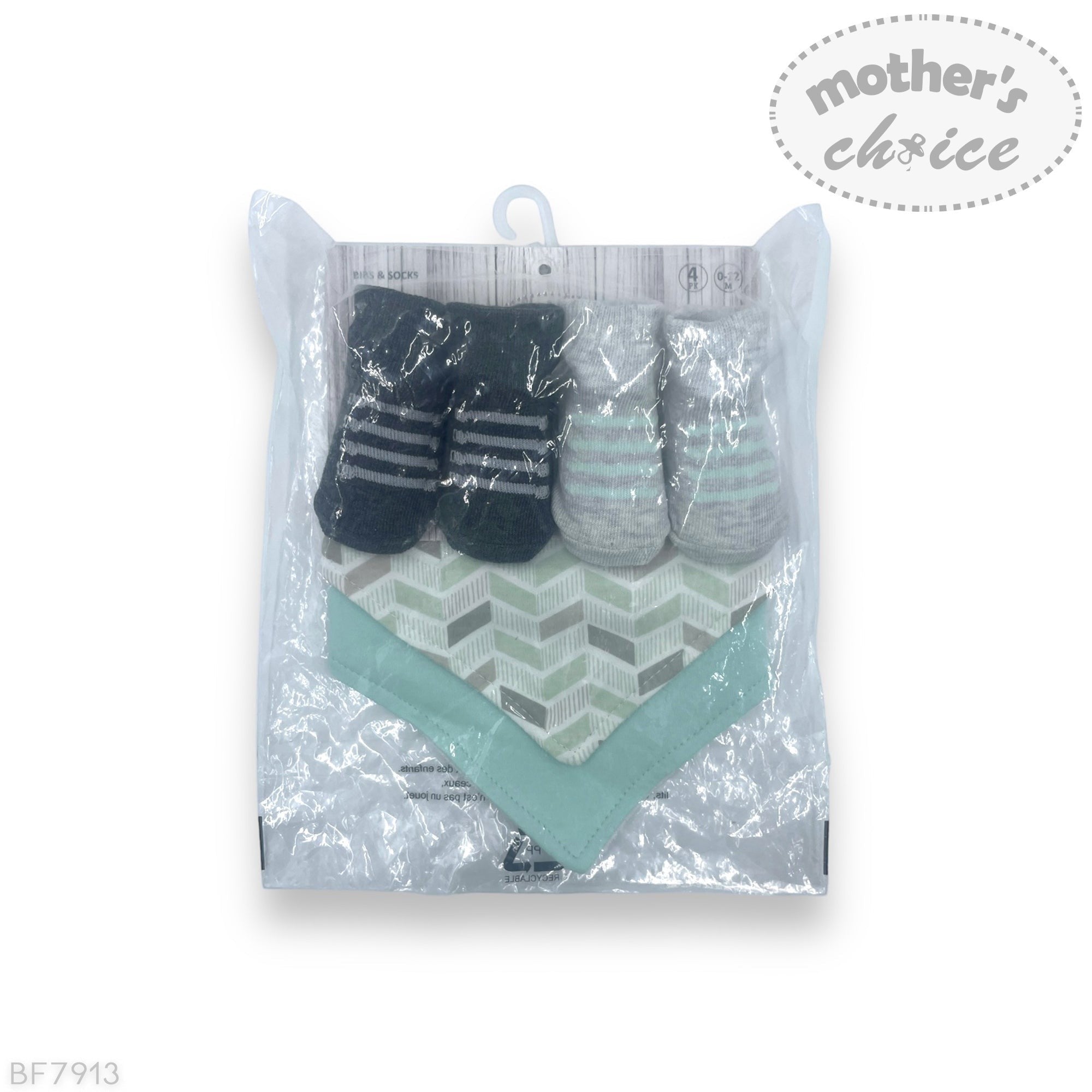 Mothers Choice 4 Pack Bib And Sock Set Grey/Mint