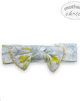 Baby headband set with floral design on a white background, featuring 'mother's choice' branding.