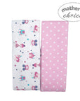 Two baby blankets with different patterns on a white background, branded 'Mother's Choice'.