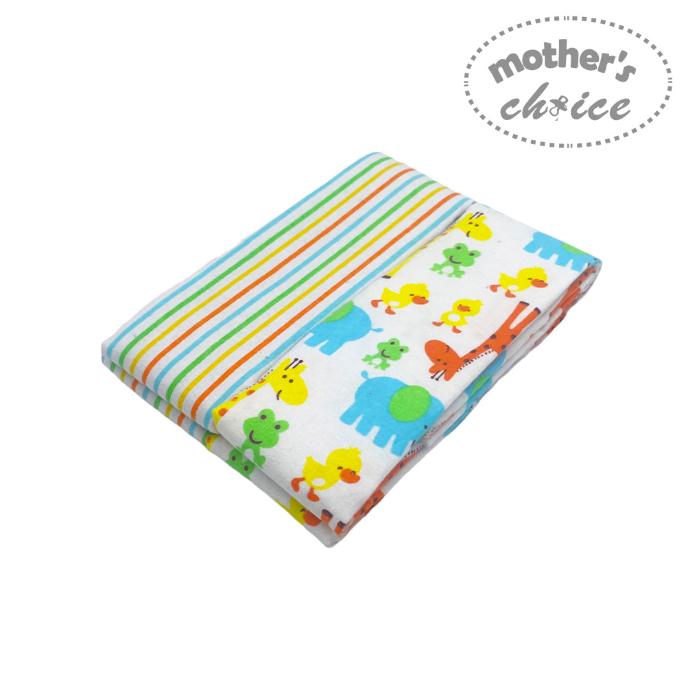 Baby blanket with colorful animal patterns on a white background, branded 'Mother's Choice'.
