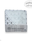 Hooded receiver blanket with elephant pattern and 'Mother's Choice' branding on a white background