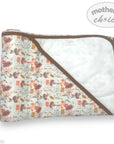 Floral patterned baby blanket with brown border on a white background, branded 'Mother's Choice'.
