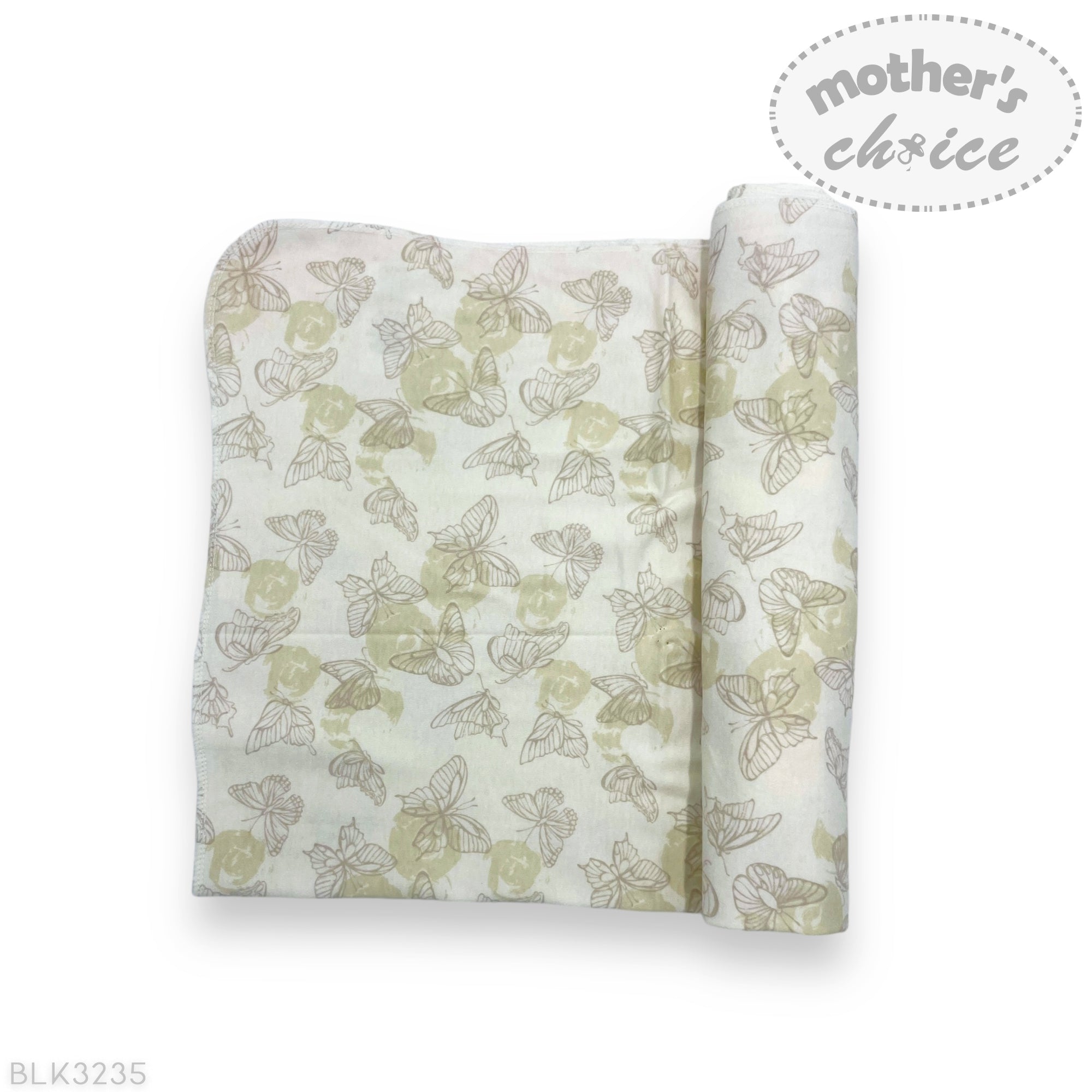 Floral-patterned blanket with 'Mother's Choice' branding on a white background