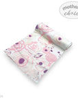 Floral-patterned baby blanket with 'mother's choice' branding on a white background