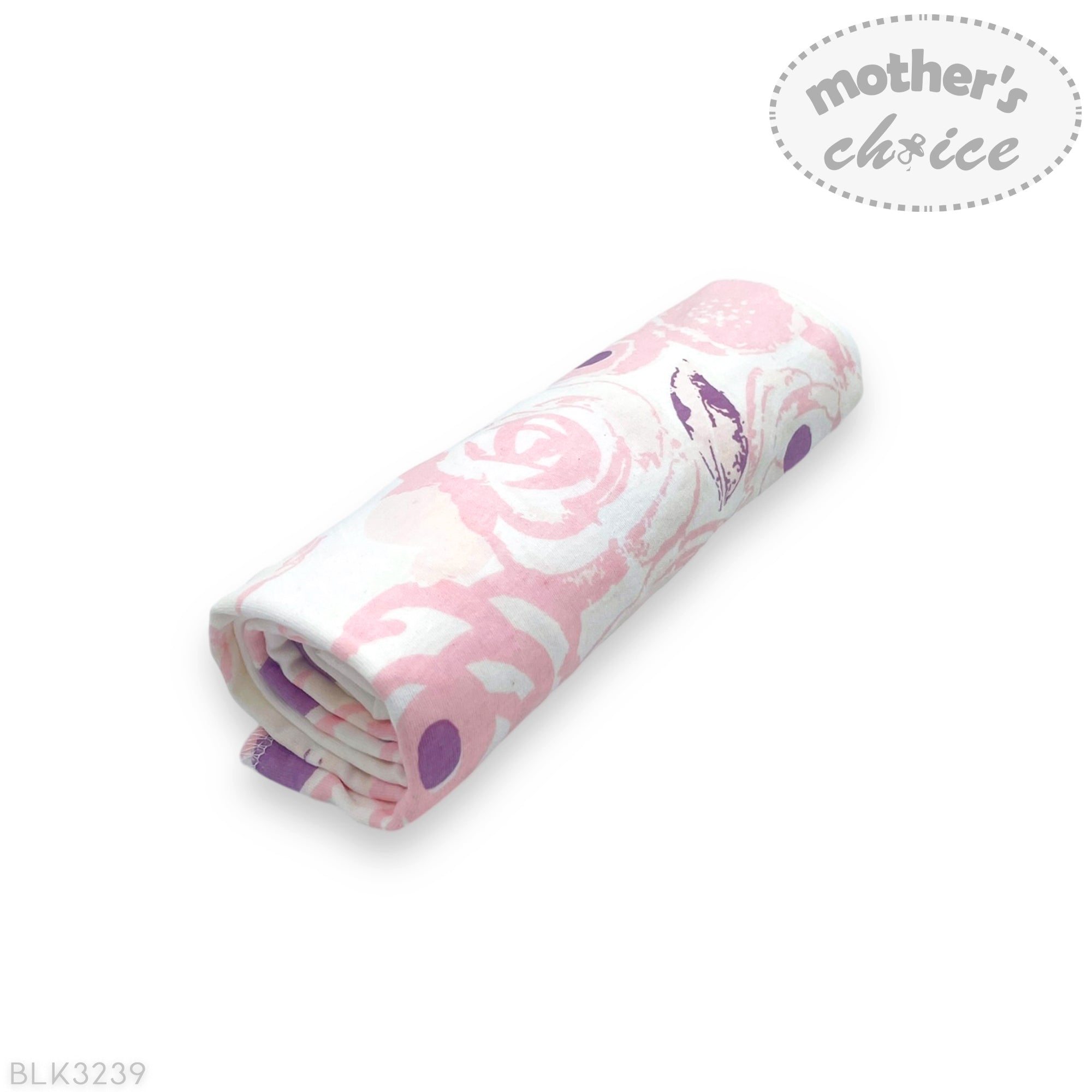 Floral-patterned fabric roll with 'mother's choice' branding on a white background