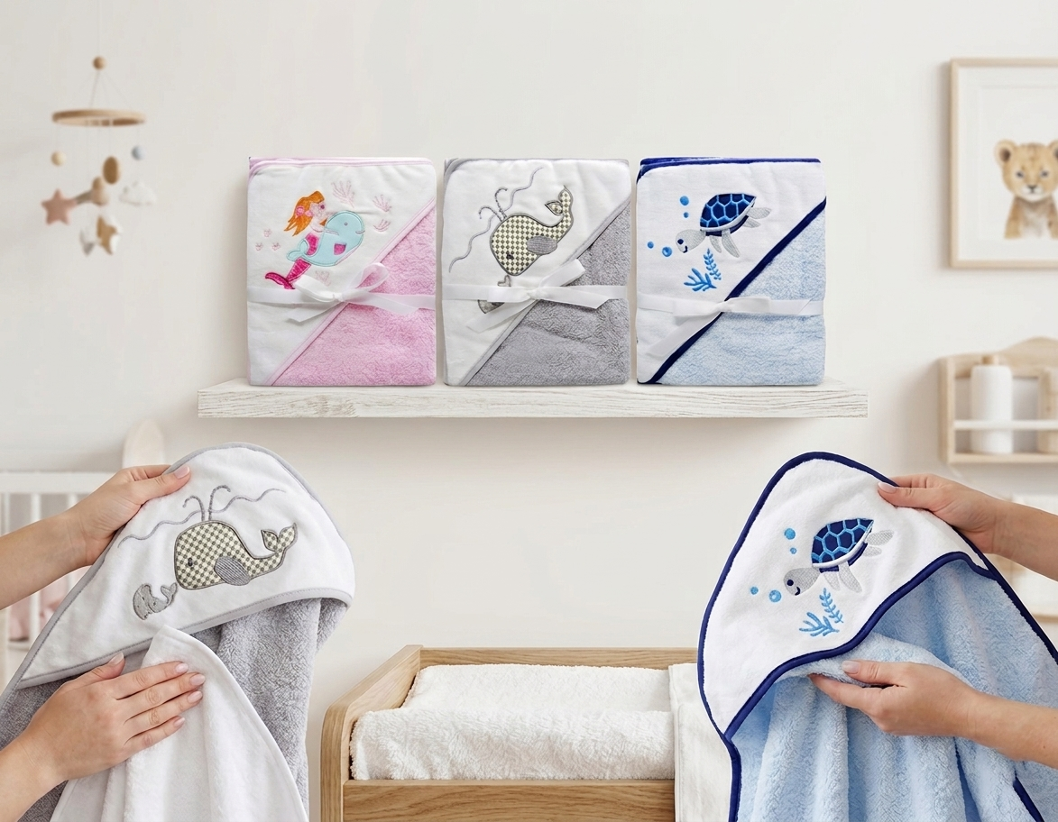 100% cotton hooded towel baby bath time essentials