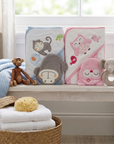2 pc bath towel set baby monkey owl design