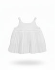White pleated dress on a white background