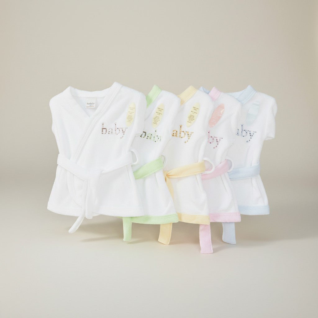 Mother's Choice Infants Bath Robes  White With Assorted Trim