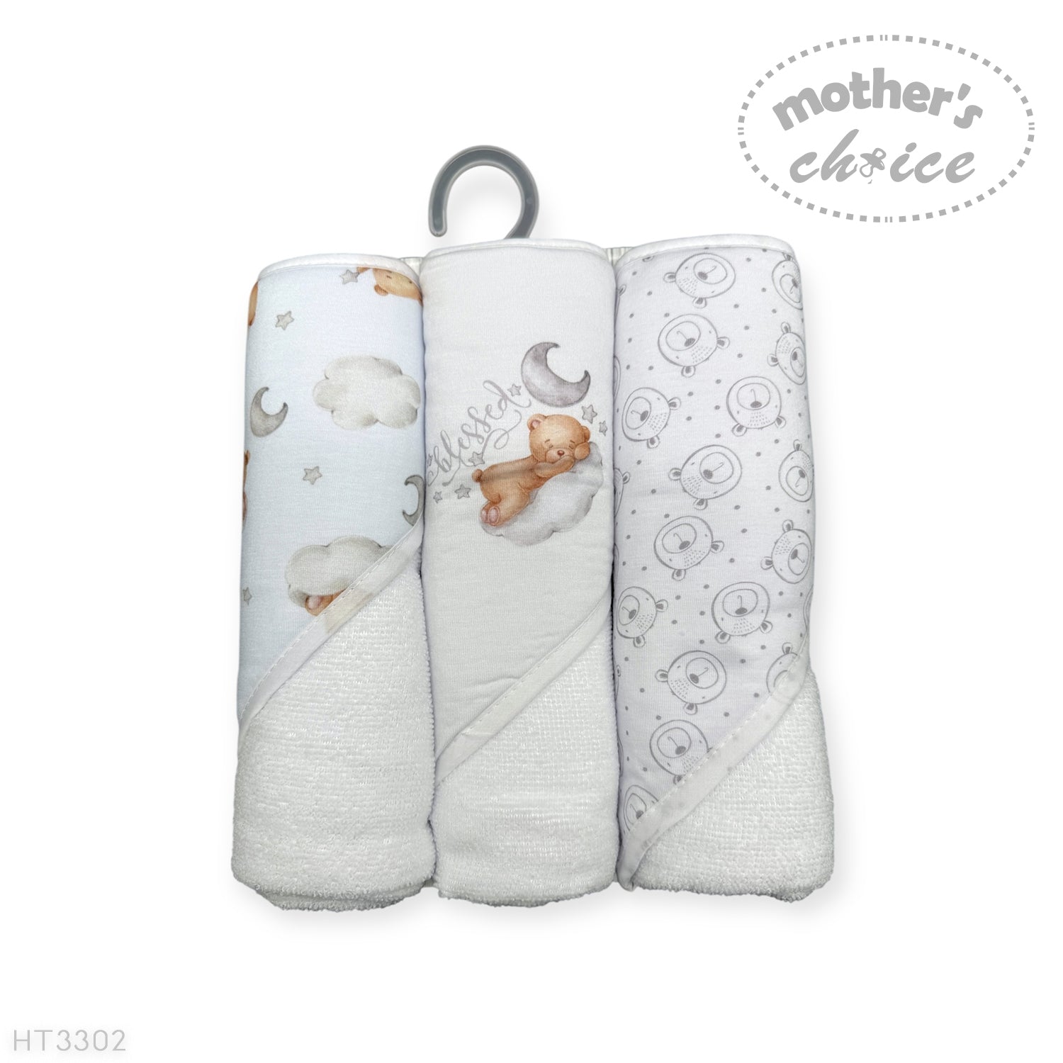 Mothers Choice  3 Piece Hooded Towels And 3 Piece Facecloths Brown Bear
