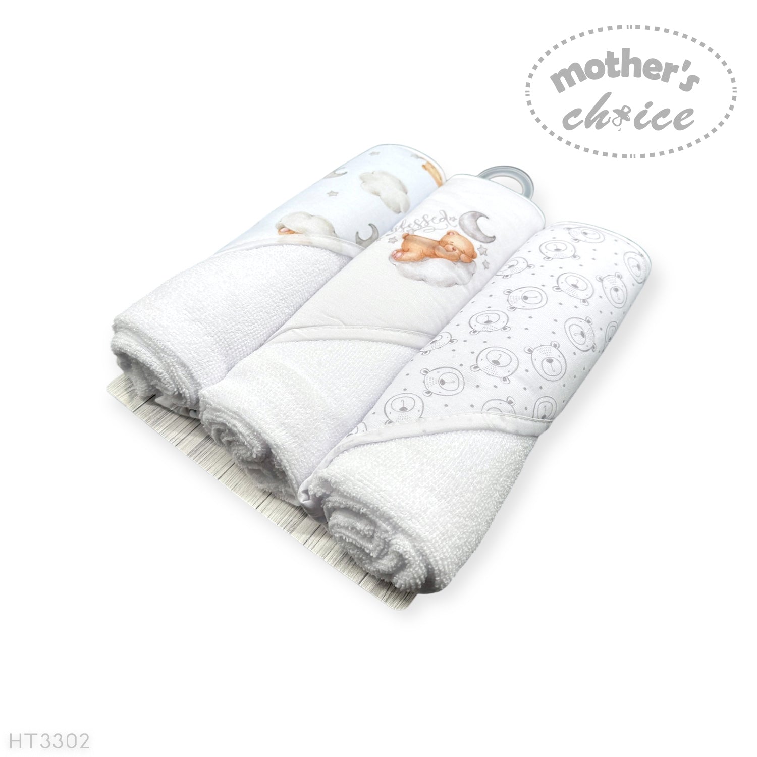 Mothers Choice  3 Piece Hooded Towels And 3 Piece Facecloths Brown Bear