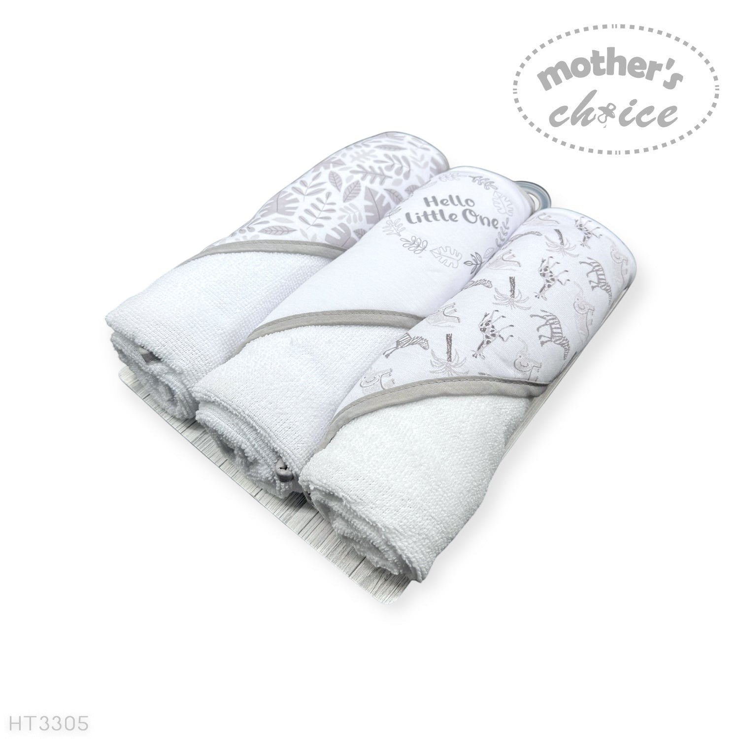 Mothers Choice 3 Piece Hooded Towels And 3 Piece Facecloths Hello Little One Animals