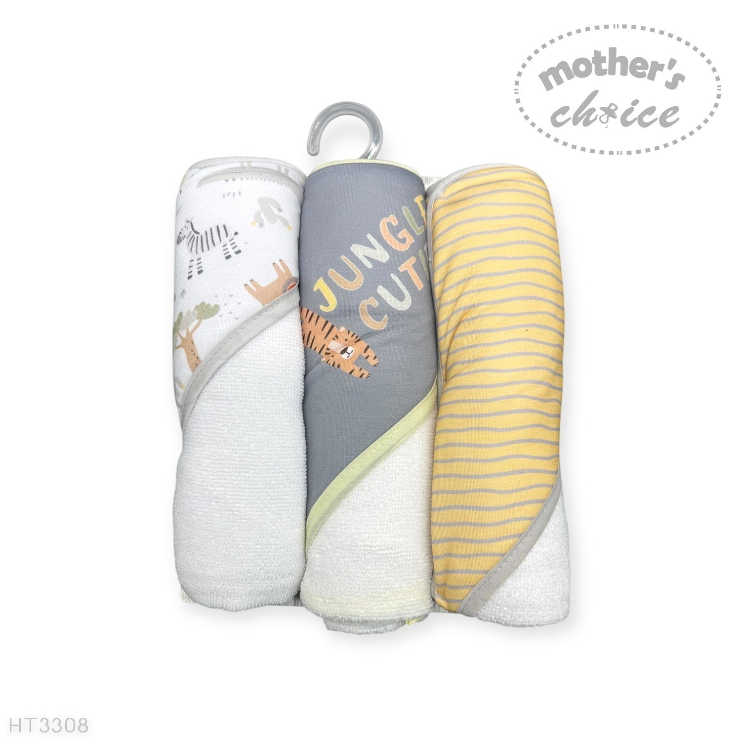 Mothers Choice  3 Piece Hooded Towels And 3 Piece Facecloths  Jungle Cutie
