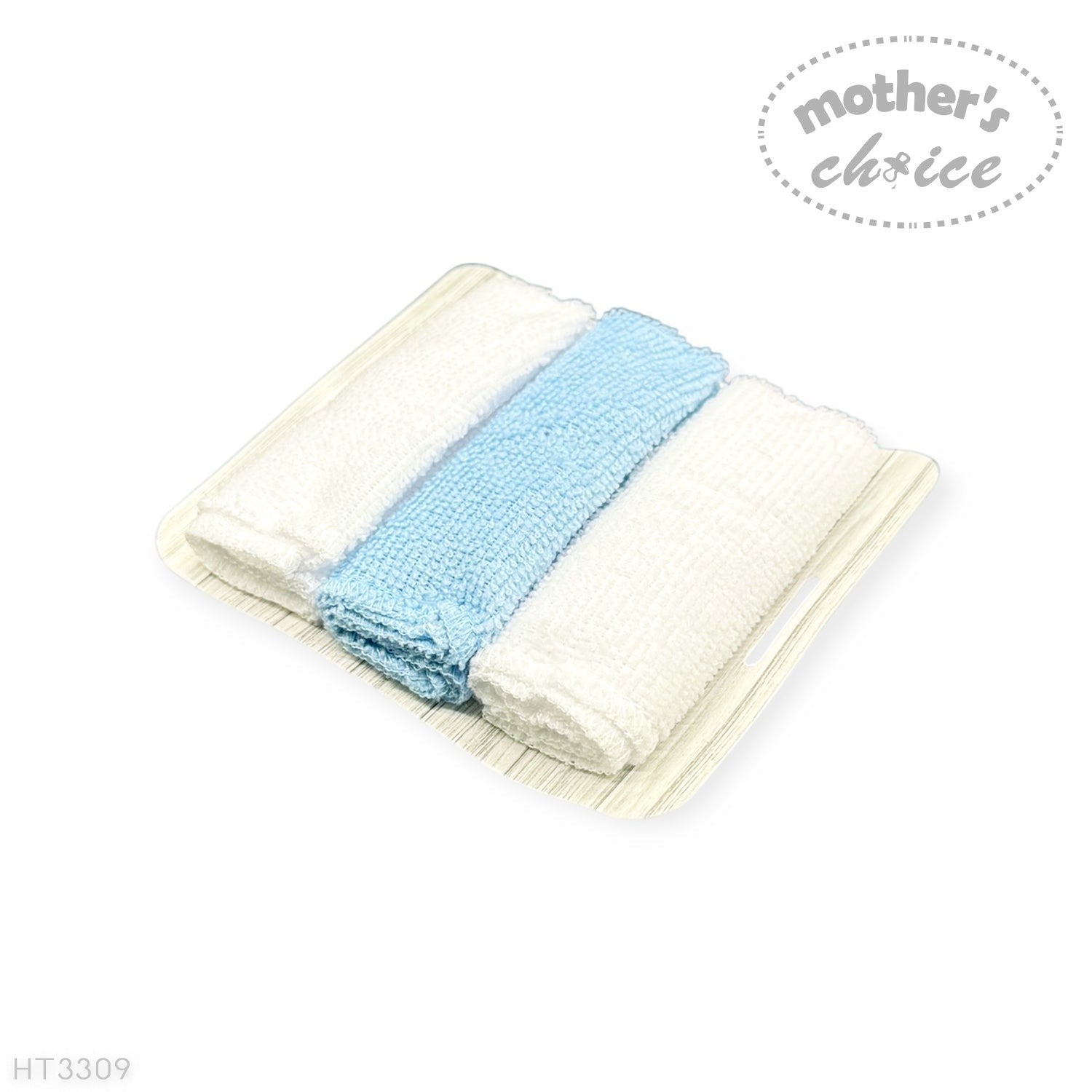 Mothers Choice  3 Piece Hooded Towels And 3 Piece Facecloths Blue Elephant