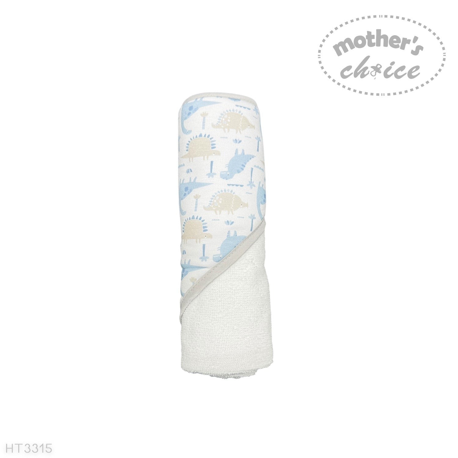 hooded towel and 4 washcloths and wash sponge blue dino