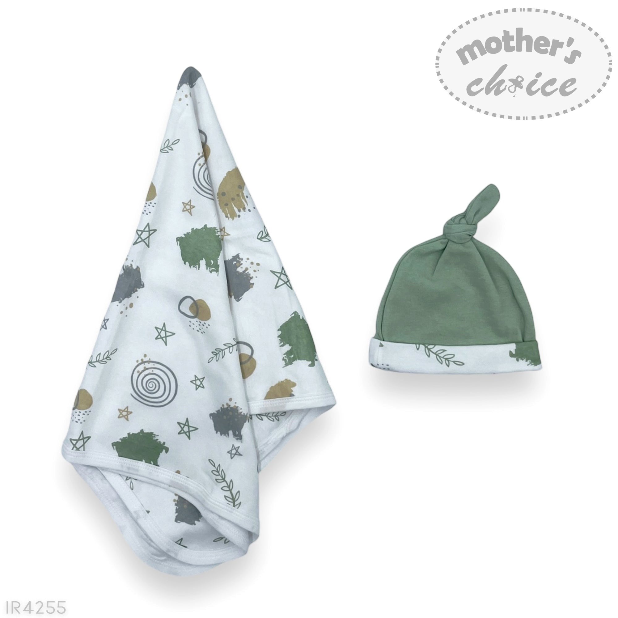 Mothers Choice  Blanket And Hat Set  'Mint Art'