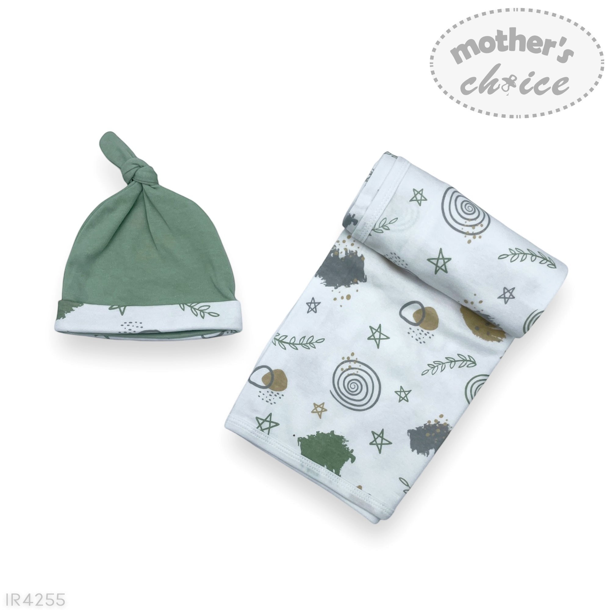 Mothers Choice  Blanket And Hat Set  'Mint Art'