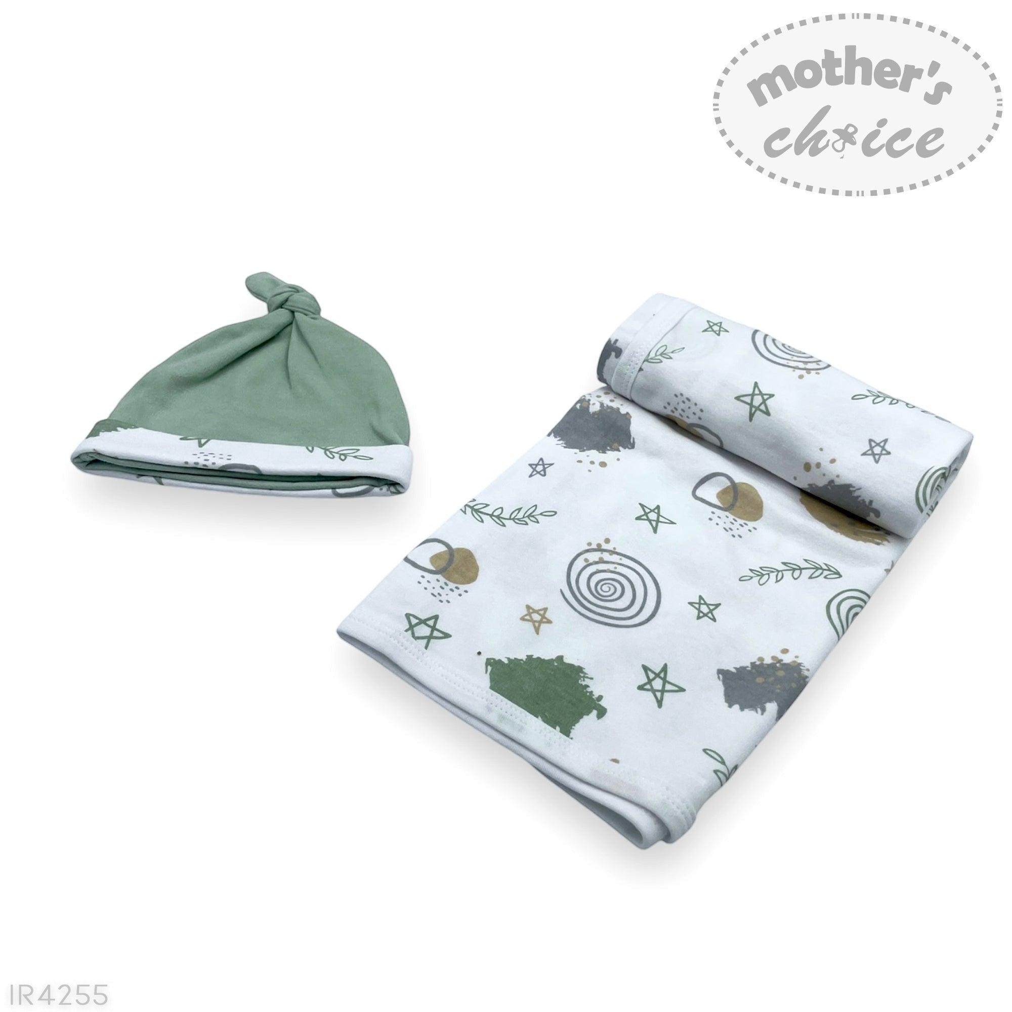 Mothers Choice  Blanket And Hat Set  'Mint Art'