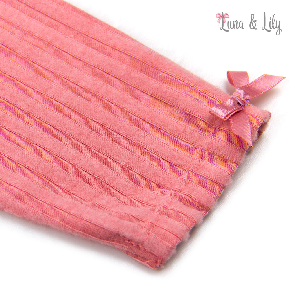 Pink pleated garment with a bow on a white background, featuring the brand 'Luna &amp; Lily'.