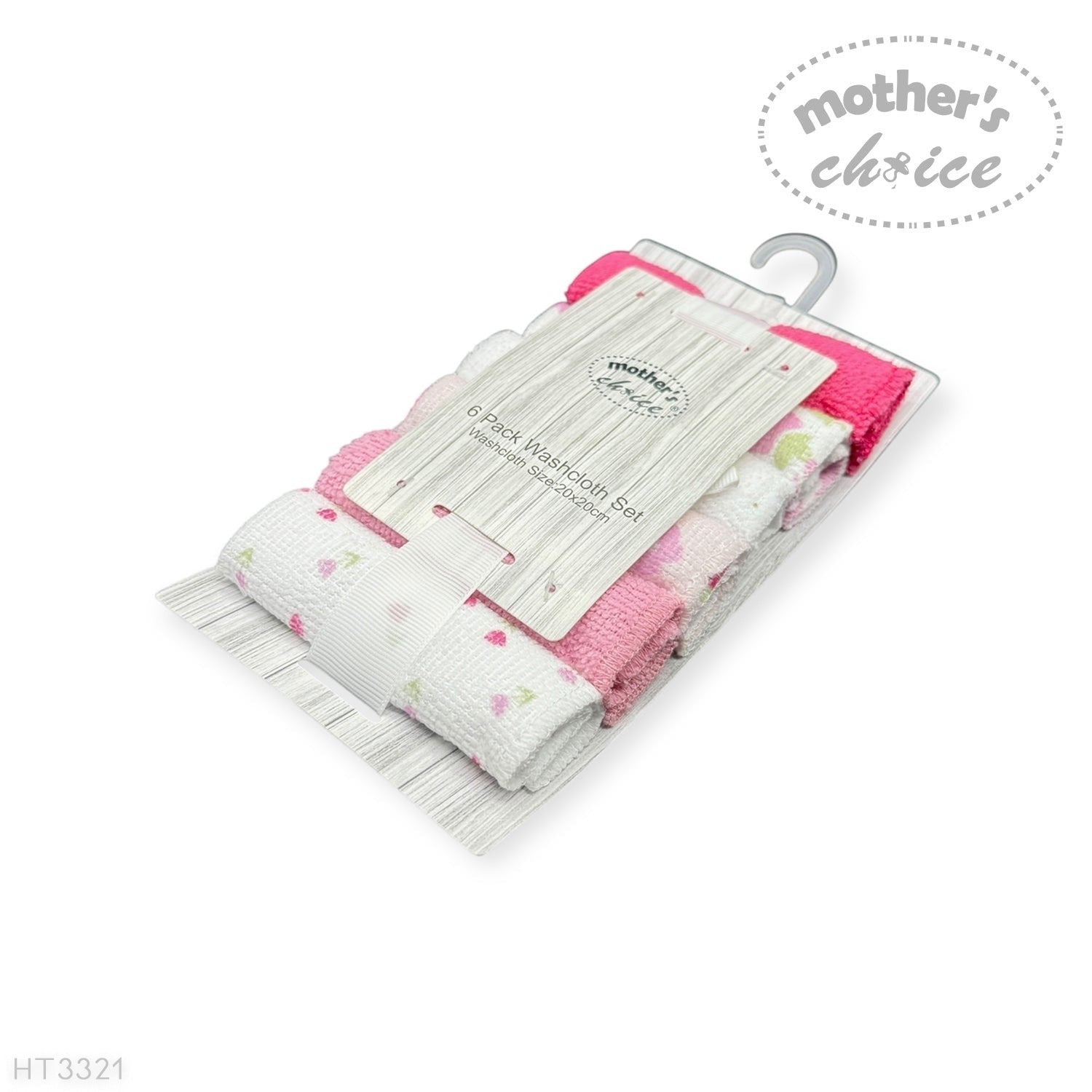 Mothers Choice  6 Pack Washcloth Set Pink Flowers