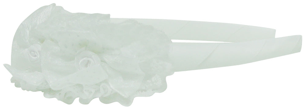 Mothers Choice Girls Alice Band White Lace Flowers With Rose