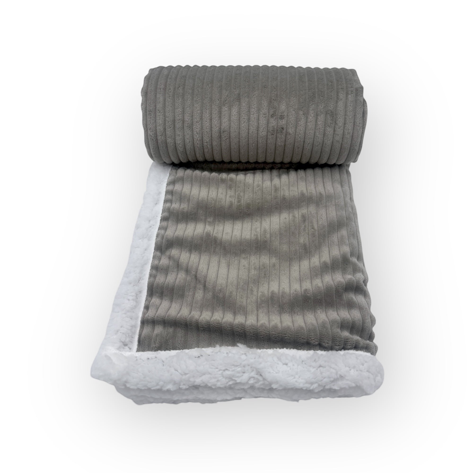Mothers Choice  Sherpa Fleece Stripe Blanket Grey