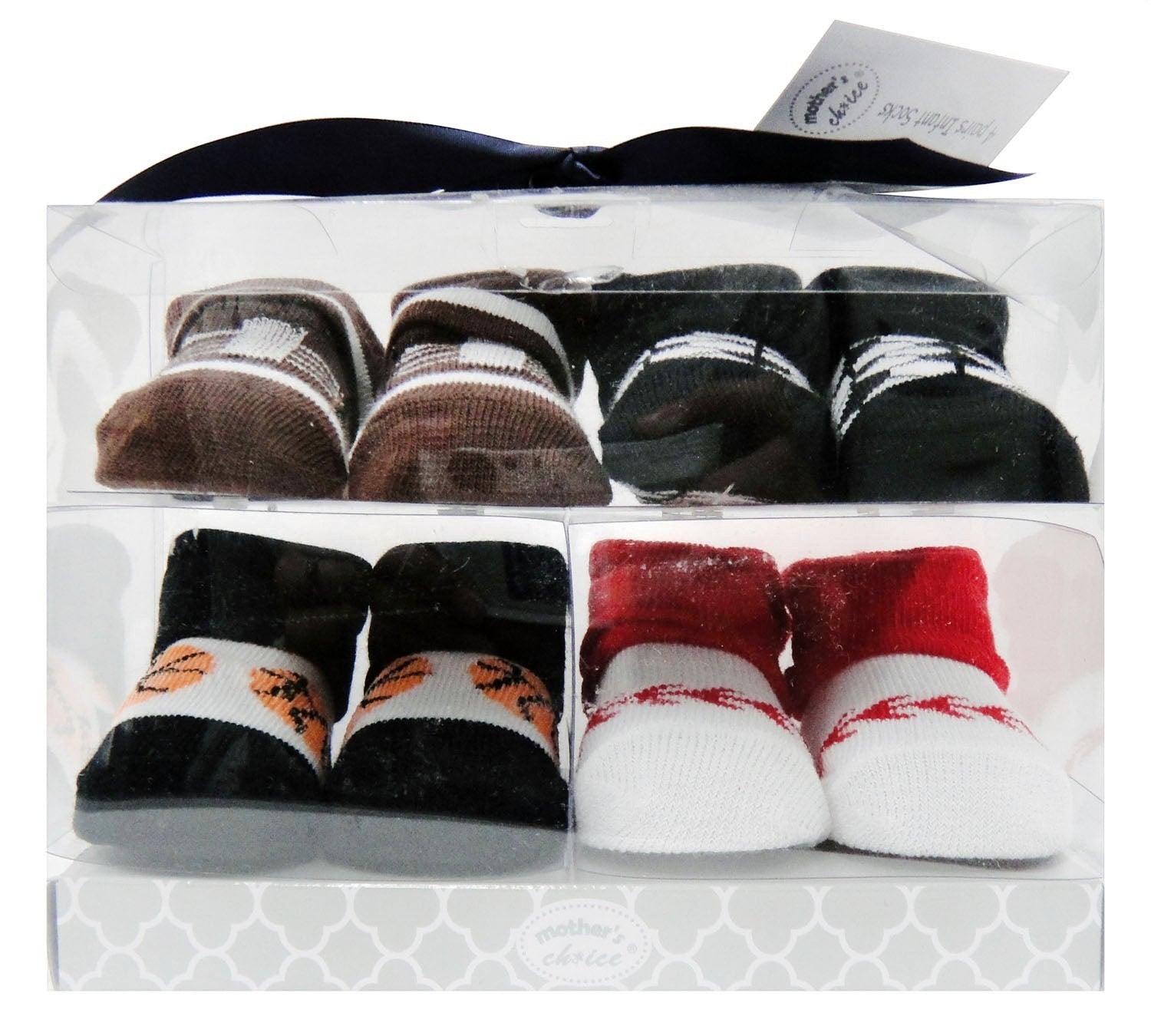 Mother's Choice 4 Pack Baby Socks In PVC Gift Pack 'Balls'