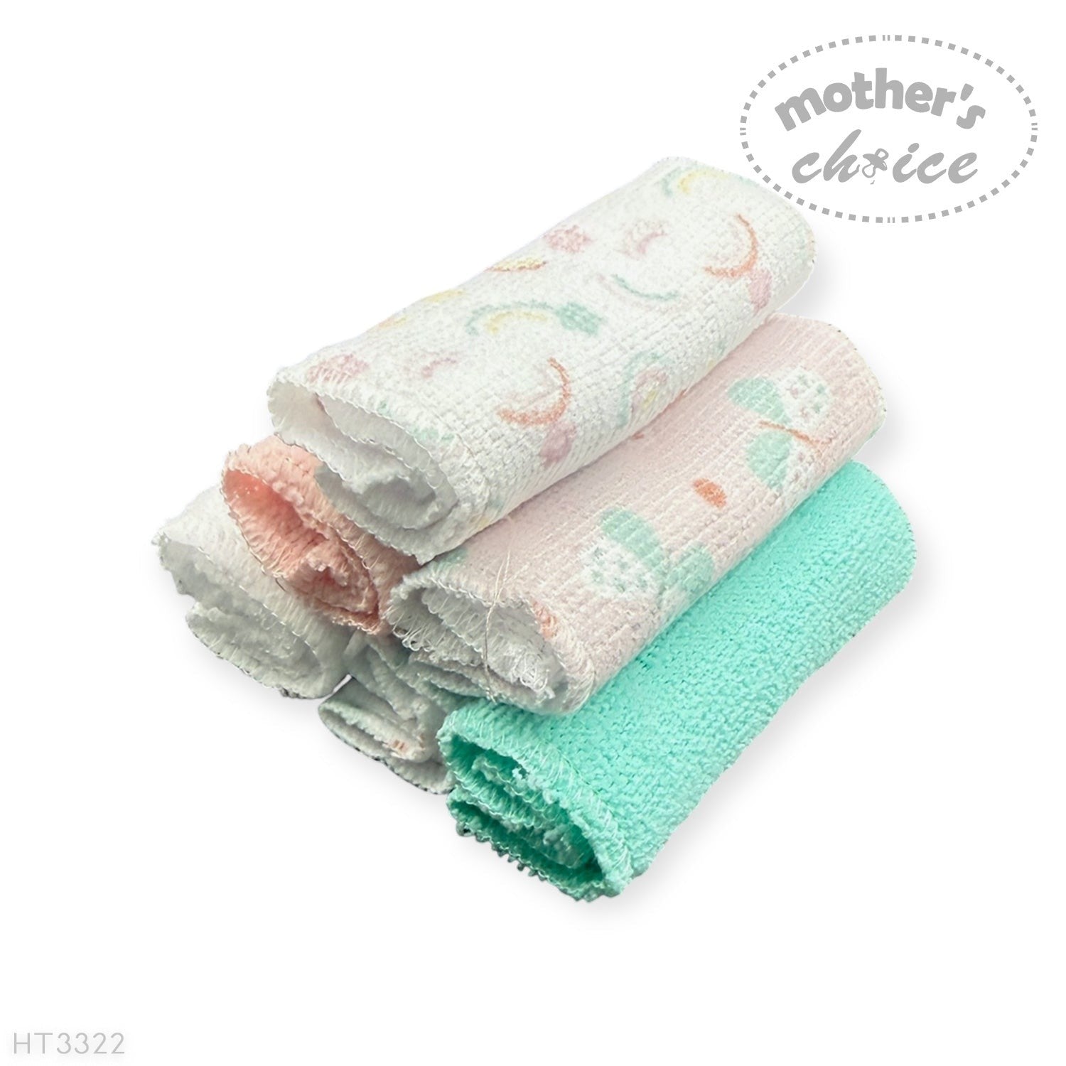 Mothers Choice  6 Pack Washcloth Set Pink Rainbow