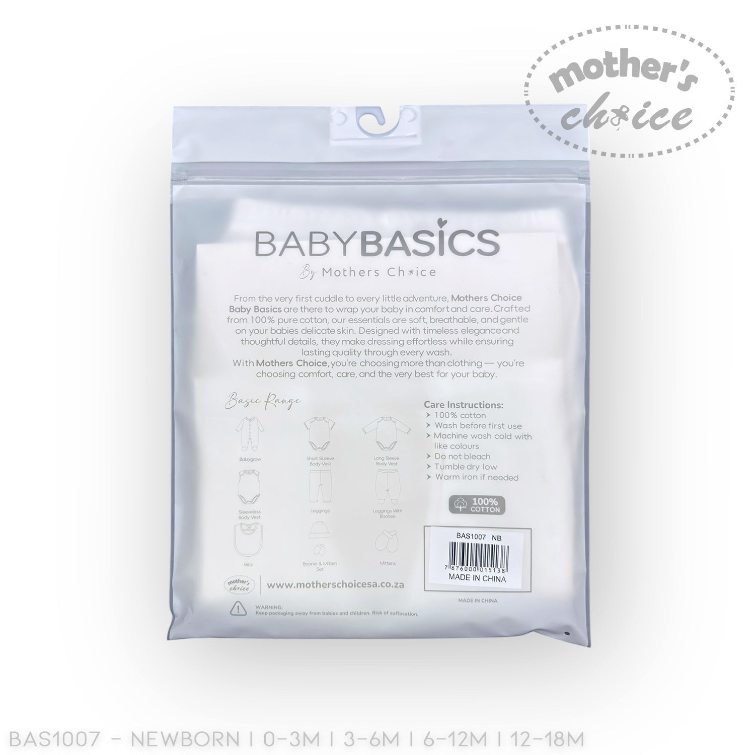 Baby Basics packaging by Mother's Choice on a white background