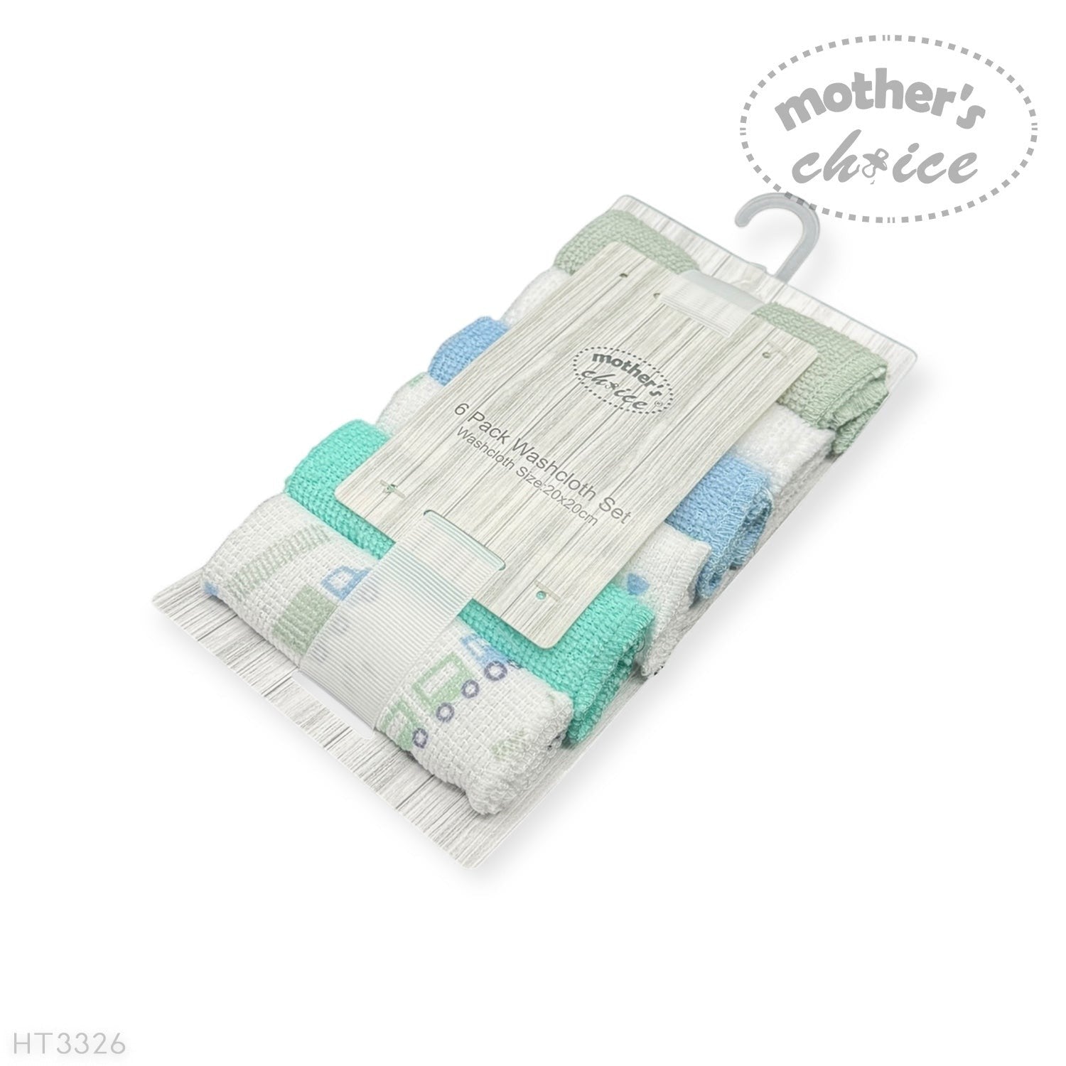 Mothers Choice  6 Pack Washcloth Set Blue Train