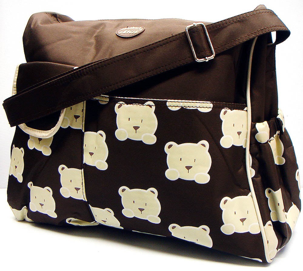 Brown bag with bear pattern on a white background