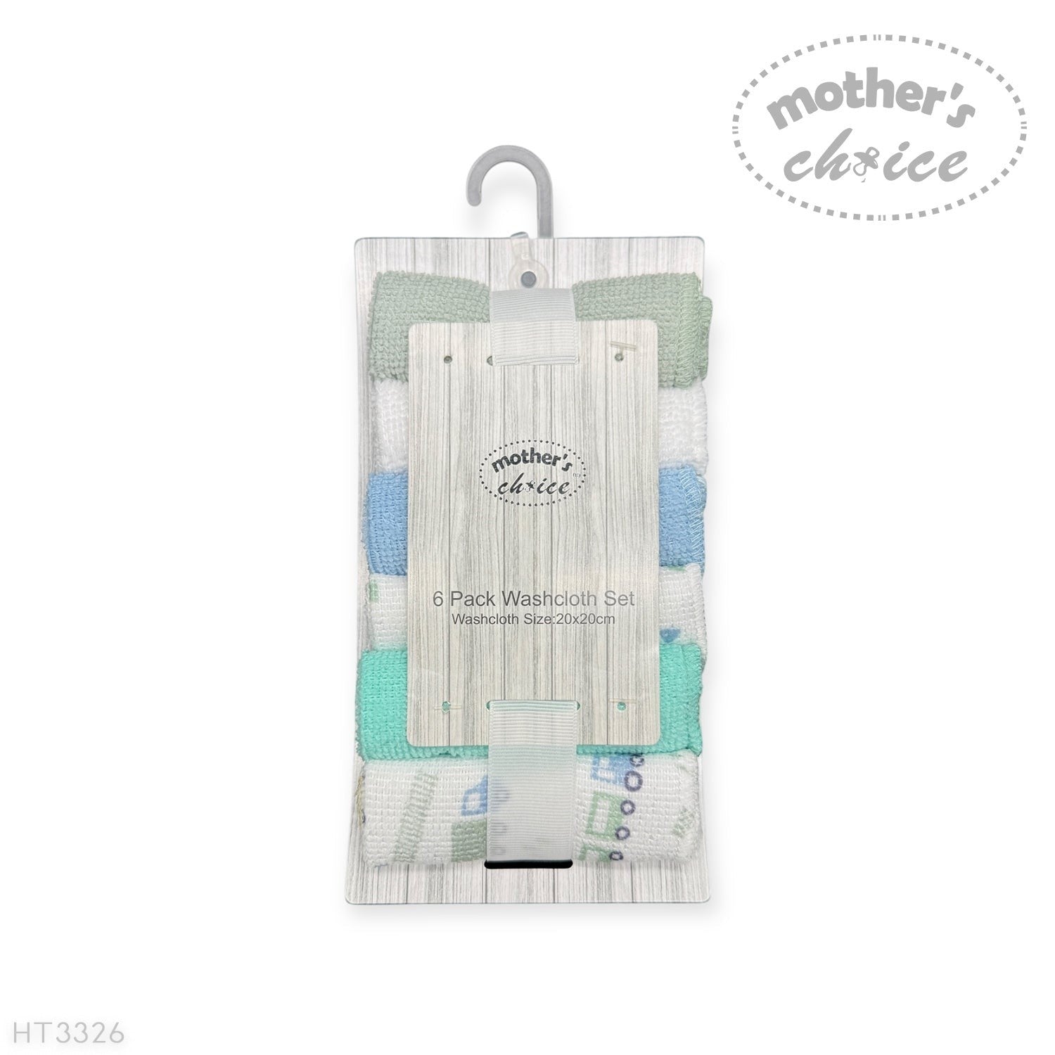 Mothers Choice  6 Pack Washcloth Set Blue Train