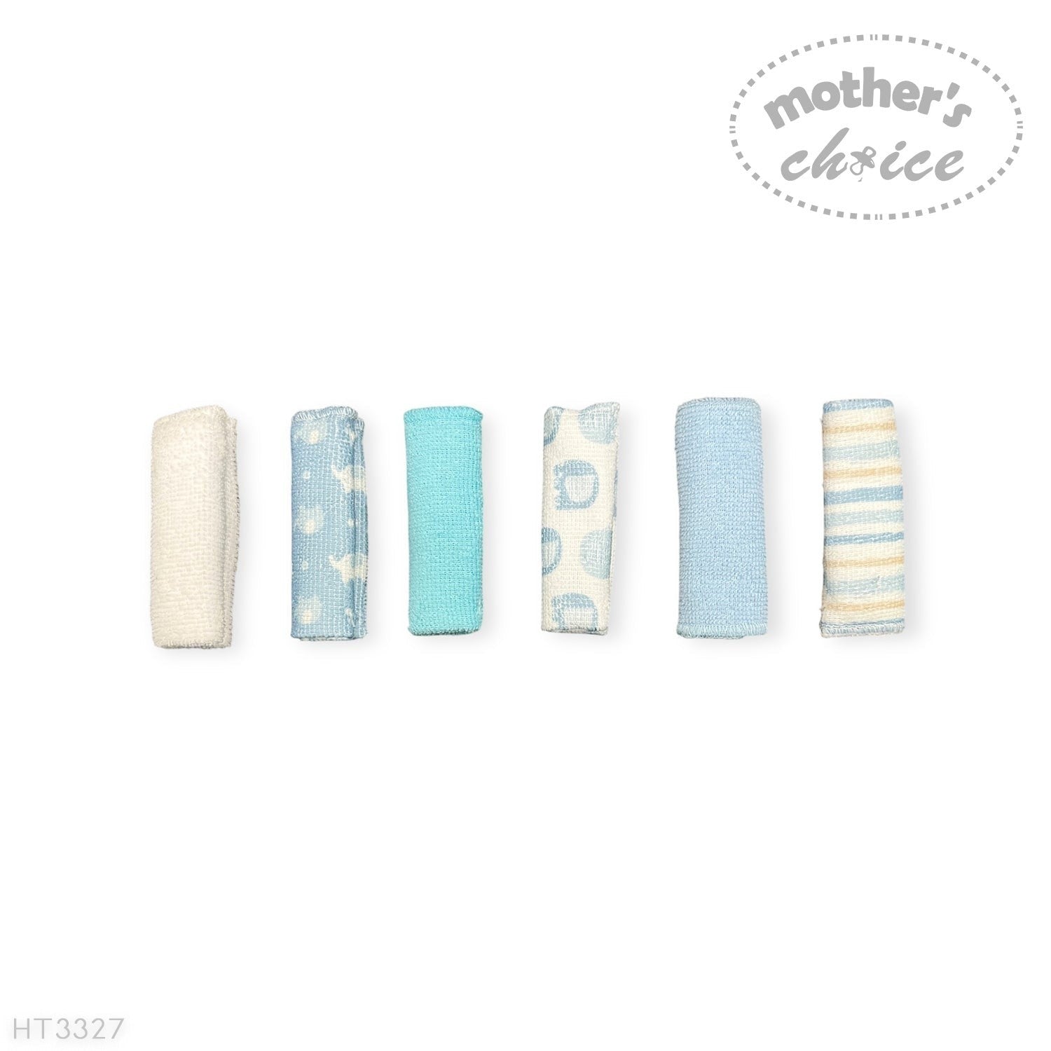 Mothers Choice  6 Pack Washcloth Set Blue Elie