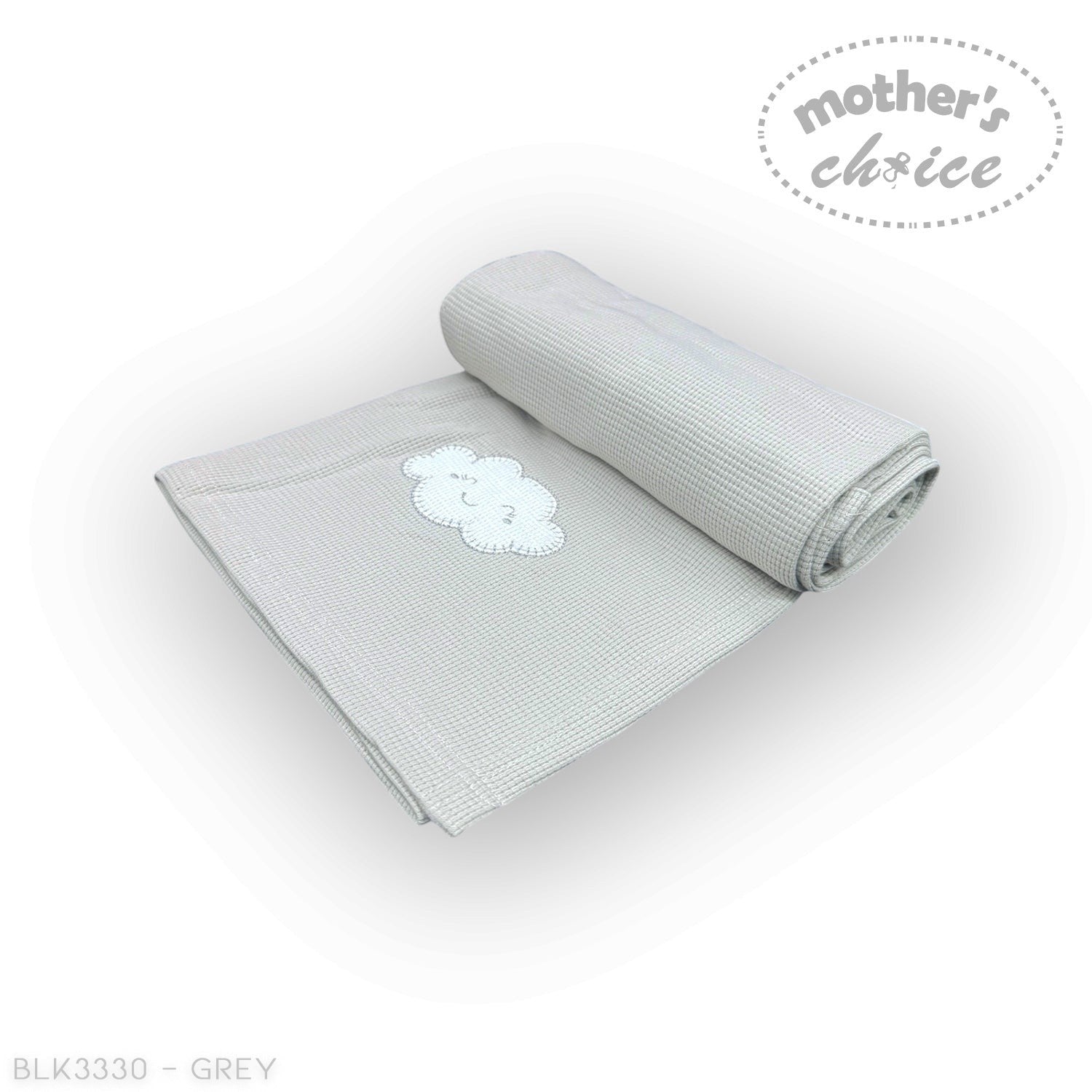 Mothers Choice  Cotton Waffle Blanket Grey Cloud Embroid
