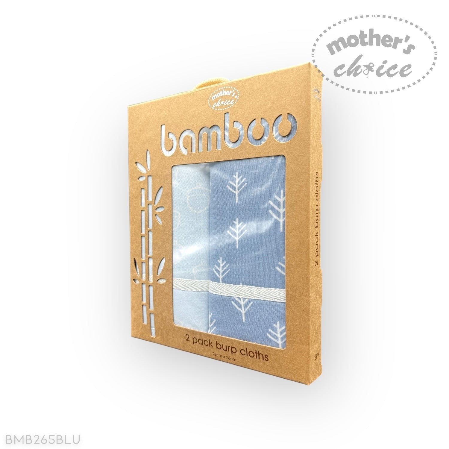 Pack of bamboo burp cloths with 'mother's choice' branding on a white background