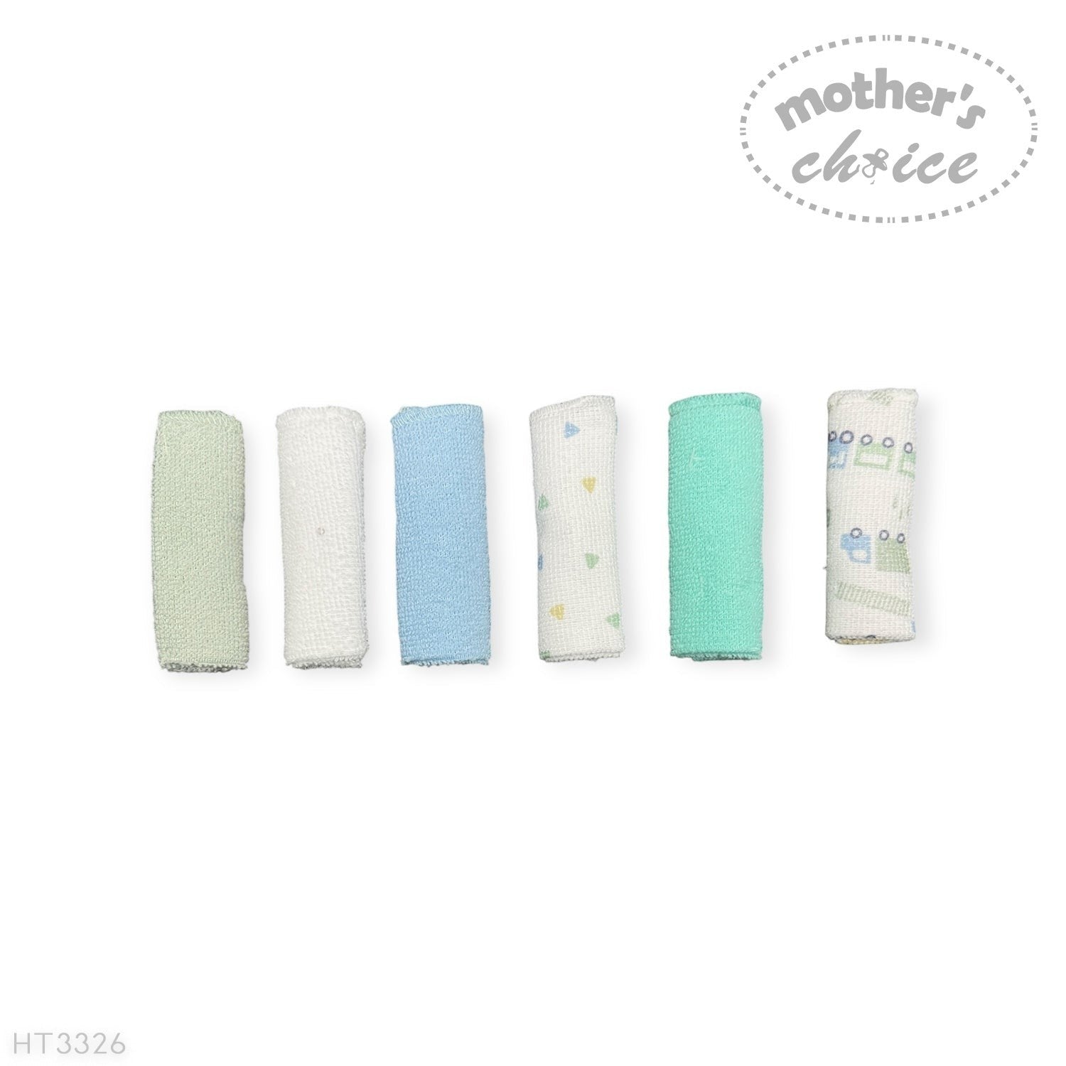 Mothers Choice  6 Pack Washcloth Set Blue Train