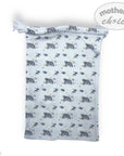 Baby swaddle with rainbow pattern on a white background, branded 'Mother's Choice'.