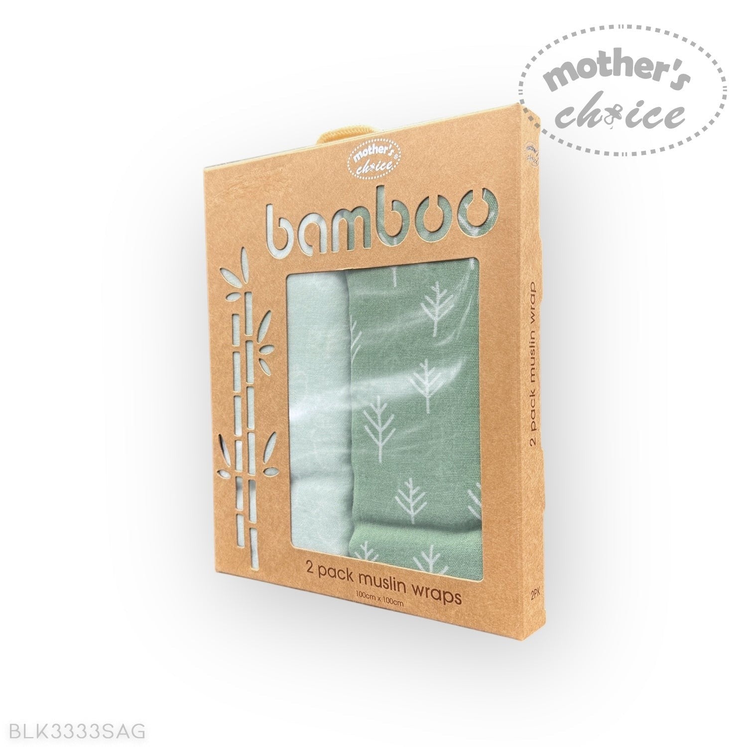Packaged bamboo muslin wraps with a visible brand logo on a white background