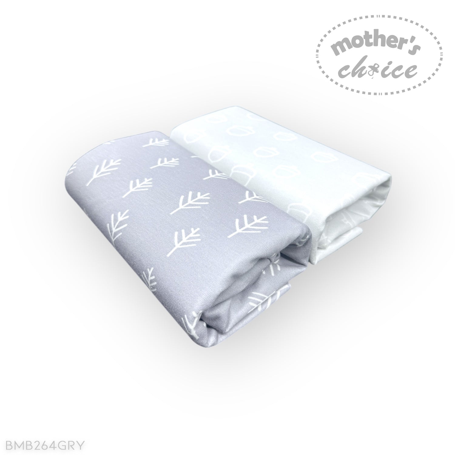 Folded baby blanket with leaf pattern on a white background, branded 'Mother's Choice'.