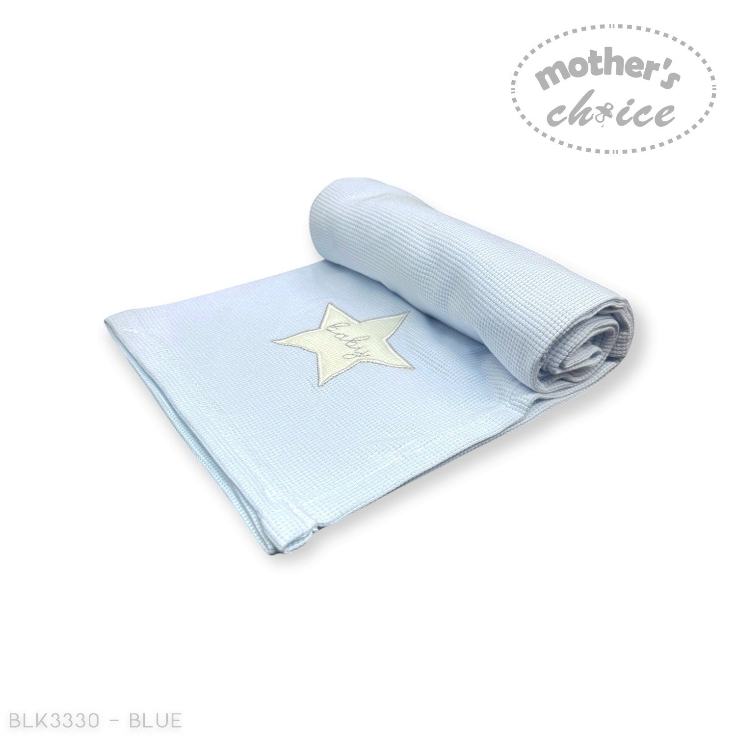 Mothers Choice  Cotton Waffle Blanket Blue Star Embroid