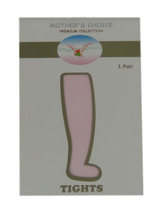 Box of Mother's Choice tights with a pink knee-high stocking illustration on a gray background.