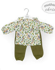 Baby outfit with floral patterned top and green pants on a white background, branded 'Mother's Choice'.